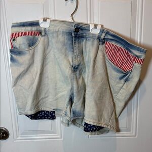 O.S.C. Women's Denim Shorts with Red Stripes